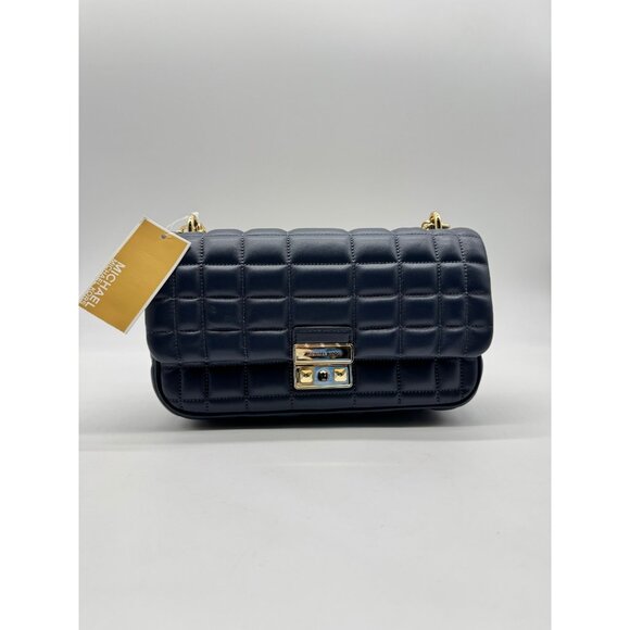 MICHAEL KORS Tribeca quilted leather convertible shoulder crossbody bag -NAVY - Picture 6 of 15